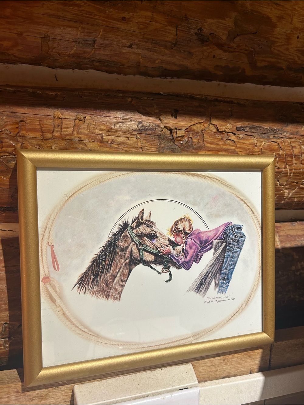 Gold Framed Horse and Girl Print - Home Art